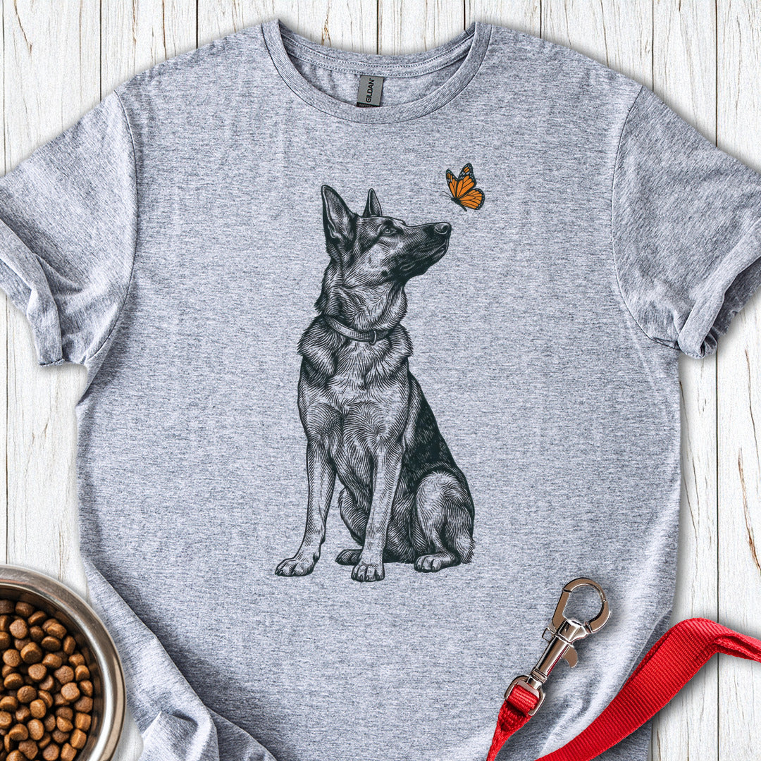 German Shepherd Butterfly T Shirt Gift For Dog Lover