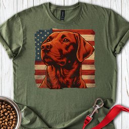 Fox Red Labrador USA Flag T Shirt Gift For Dog Lover