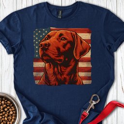 Fox Red Labrador USA Flag T Shirt Gift For Dog Lover