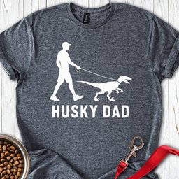 Husky Dad Velociraptor T Shirt Gift For Dad