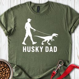 Husky Dad Velociraptor T Shirt Gift For Dad