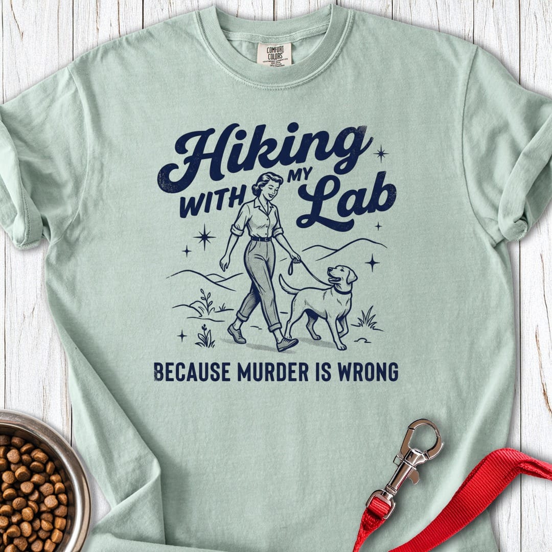 Hiking With My Lab Premium Tee Gift For Dog Lover