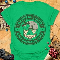 Natural 1 Club Tee Gift For Tabletop Gamer