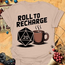 Roll To Recharge Tee Gift For Tabletop Gamer