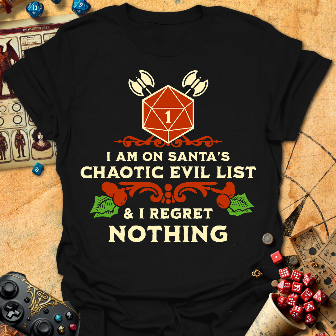 Santas Chaotic Evil List Tee Gift For Tabletop Gamer