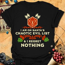 Santas Chaotic Evil List Tee Gift For Tabletop Gamer