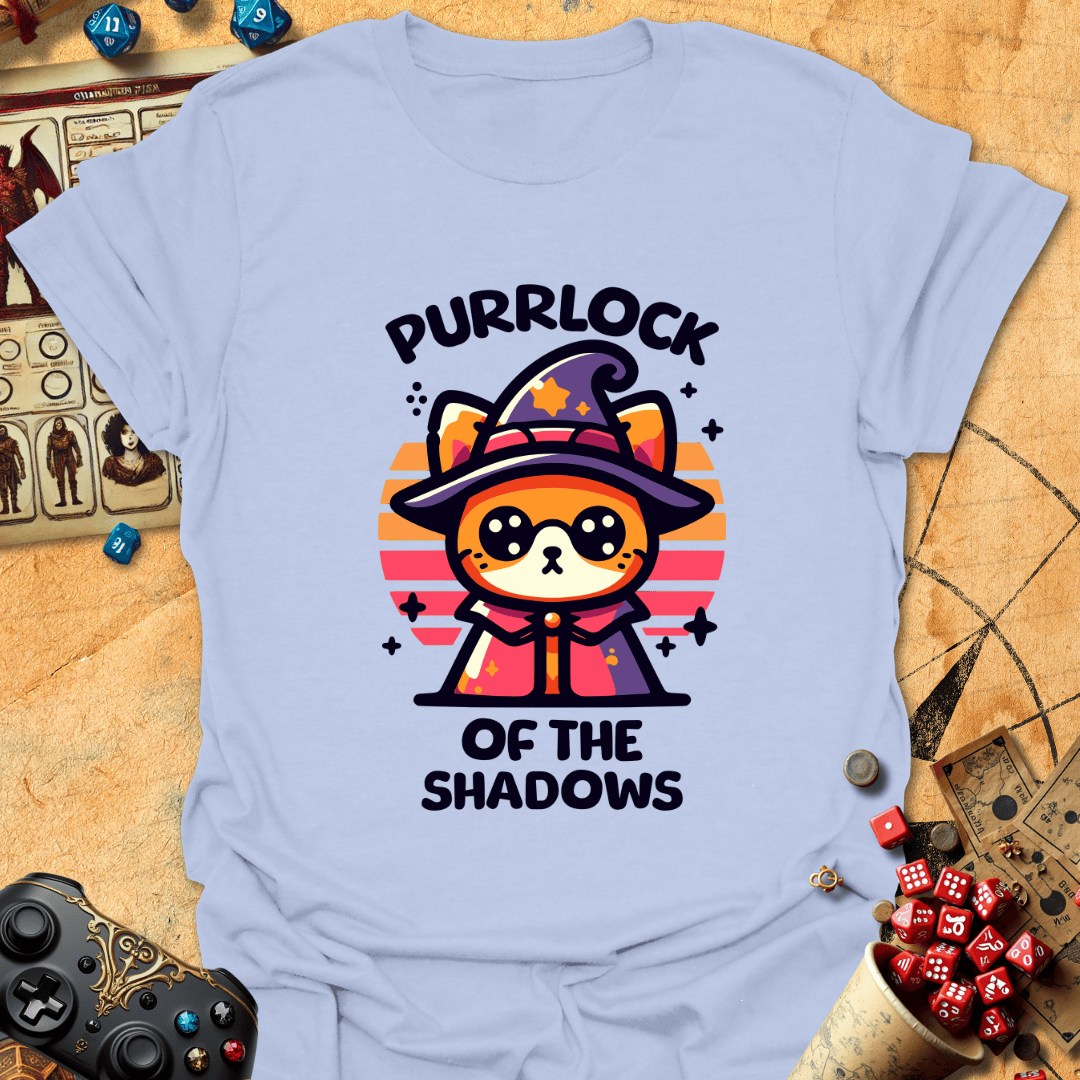 Purrlock Tee Gift For Tabletop Gamer