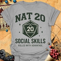 Nat 20 Social Tee Gift For Tabletop Gamer