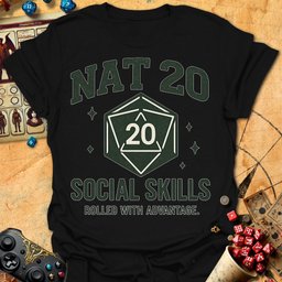 Nat 20 Social Tee Gift For Tabletop Gamer