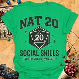 Nat 20 Social Tee Gift For Tabletop Gamer