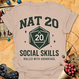 Nat 20 Social Tee Gift For Tabletop Gamer