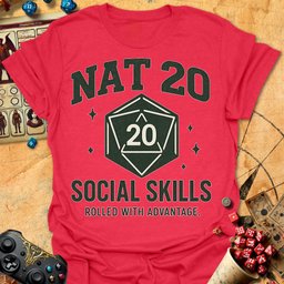 Nat 20 Social Tee Gift For Tabletop Gamer