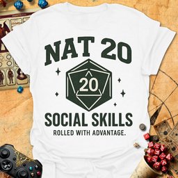 Nat 20 Social Tee Gift For Tabletop Gamer