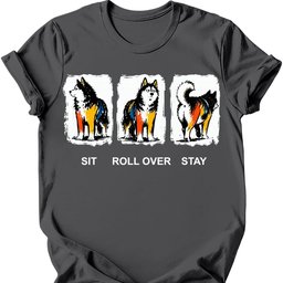 Alaskan Malamute Sit Roll Over Stay T Shirt Gift For Dog Lover