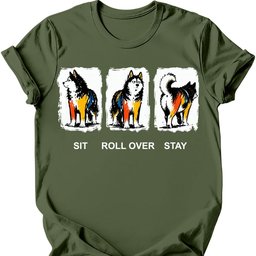 Alaskan Malamute Sit Roll Over Stay T Shirt Gift For Dog Lover