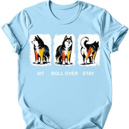 Alaskan Malamute Sit Roll Over Stay T Shirt Gift For Dog Lover