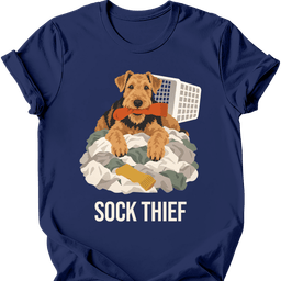 Airedale Sock Thief T Shirt Gift For Dog Lover