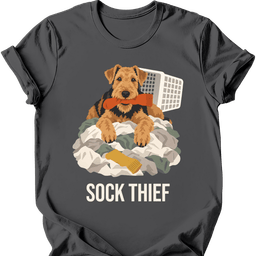 Airedale Sock Thief T Shirt Gift For Dog Lover
