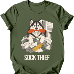 Alaskan Malamute Sock Thief T Shirt Gift For Dog Lover