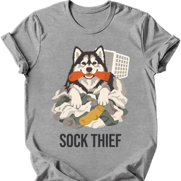 Alaskan Malamute Sock Thief T Shirt Gift For Dog Lover