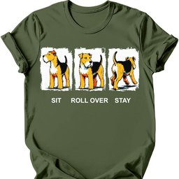 Airedale Sit Roll Over Stay T Shirt Gift For Dog Lover