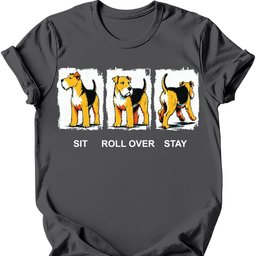 Airedale Sit Roll Over Stay T Shirt Gift For Dog Lover
