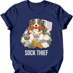 Australian Shepherd Sock Thief T Shirt Gift For Dog Lover