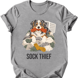 Australian Shepherd Sock Thief T Shirt Gift For Dog Lover