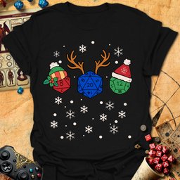 X Mas Dice Tee Gift For Tabletop Gamer