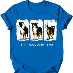 Australian Shepherd Sit Roll Over Stay T Shirt Gift For Dog Lover