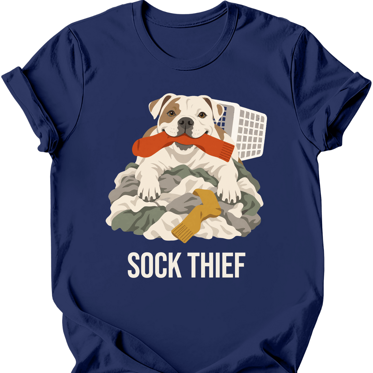 American Bulldog Sock Thief T Shirt Gift For Dog Lover
