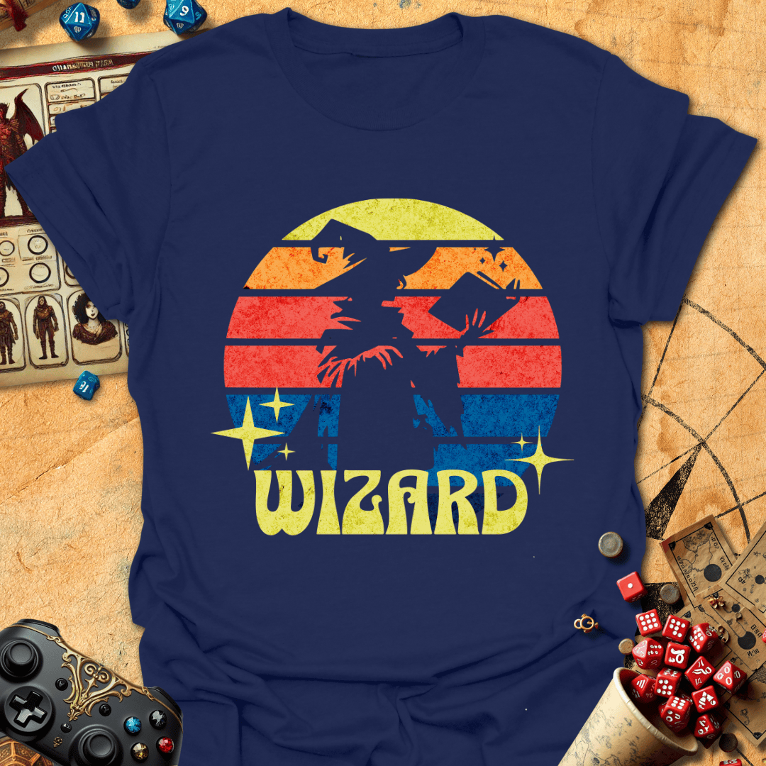 Wizard Sunset Tee Gift For Tabletop Gamer