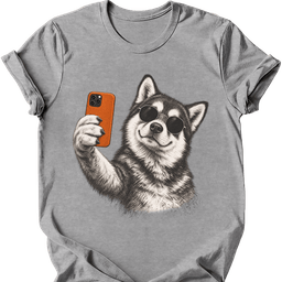 Alaskan Malamute Selfie Dog T Shirt Gift For Dog Lover
