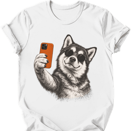 Alaskan Malamute Selfie Dog T Shirt Gift For Dog Lover