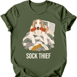 Borzoi Sock Thief T Shirt Gift For Dog Lover