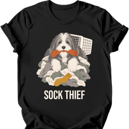 Bearded Collie Sock Thief T Shirt Gift For Dog Lover