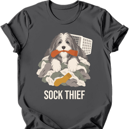Bearded Collie Sock Thief T Shirt Gift For Dog Lover