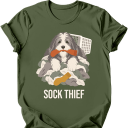 Bearded Collie Sock Thief T Shirt Gift For Dog Lover
