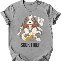 Bearded Collie Sock Thief T Shirt Gift For Dog Lover