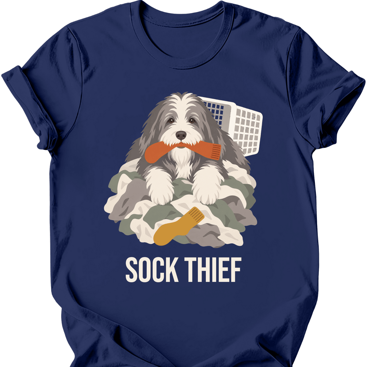 Bearded Collie Sock Thief T Shirt Gift For Dog Lover