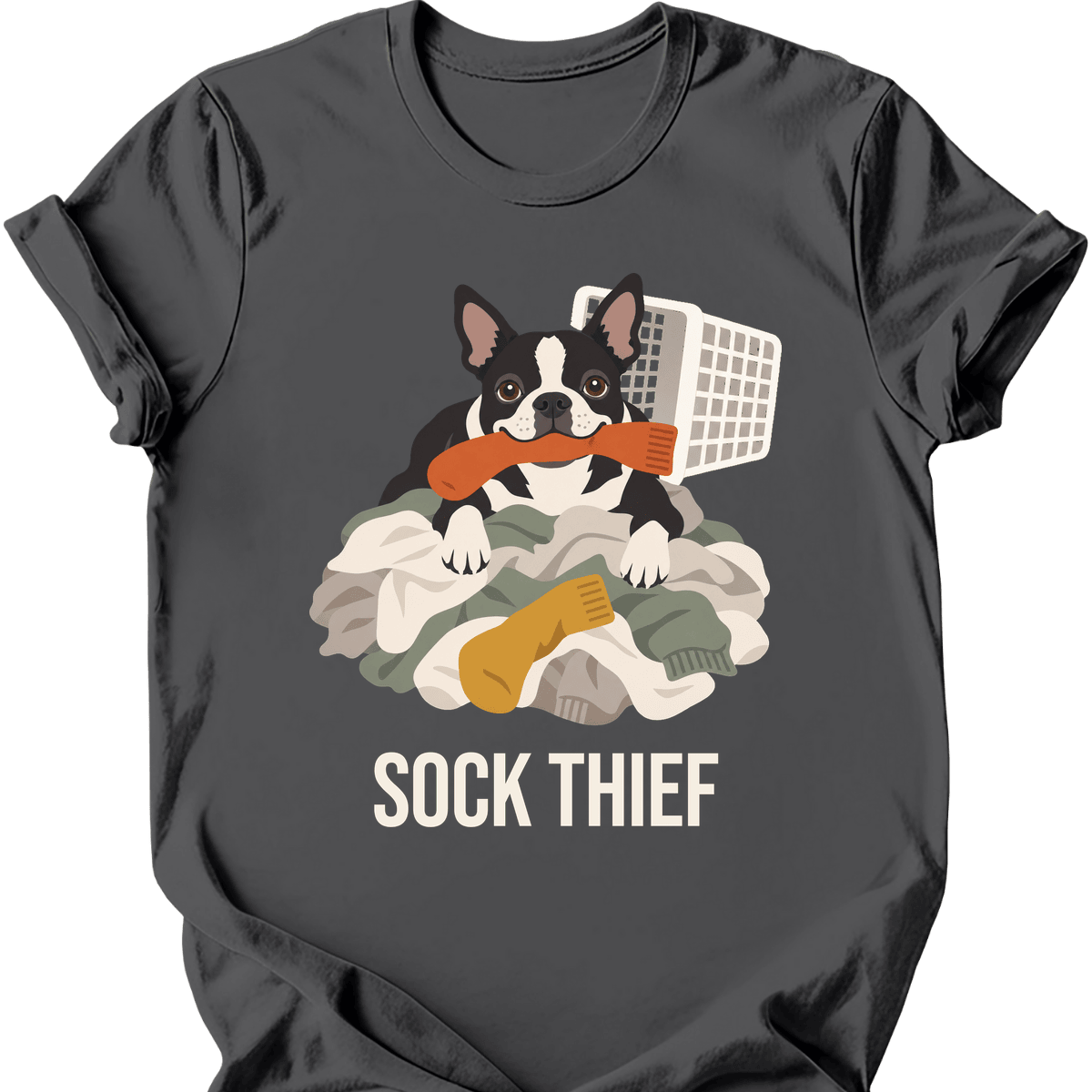 Boston Terrier Sock Thief T Shirt Gift For Dog Lover
