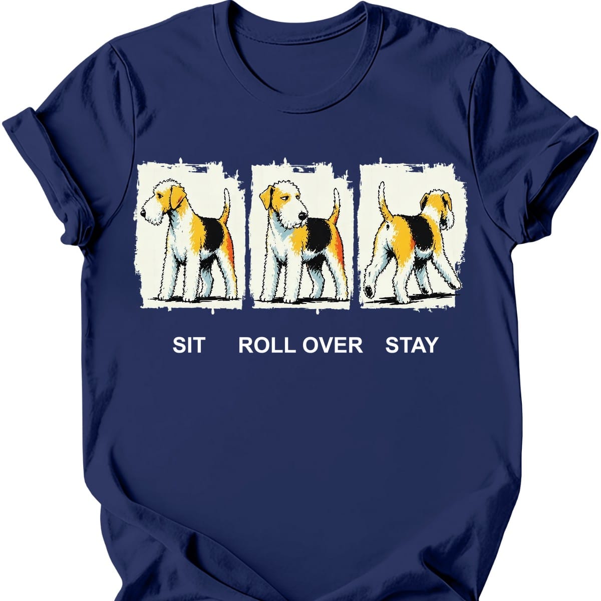 Bedlington Terrier Sit Roll Over Stay T Shirt Gift For Dog Lover