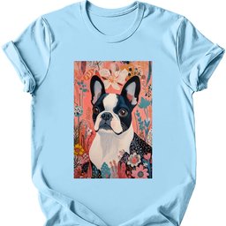 Boston Terrier Boho Dog T Shirt Gift For Dog Lover