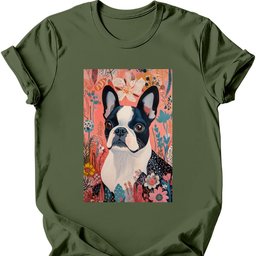 Boston Terrier Boho Dog T Shirt Gift For Dog Lover