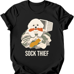 Bichon Frise Sock Thief T Shirt Gift For Dog Lover