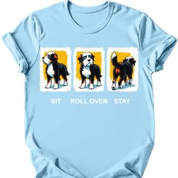 Bernedoodle Sit Roll Over Stay T Shirt Gift For Dog Lover