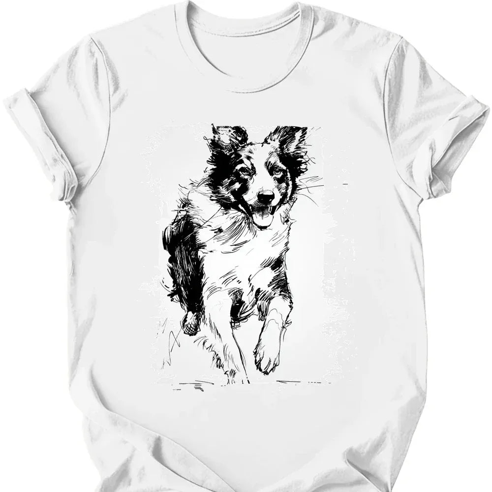 Border Collie Running Dog T Shirt Gift For Dog Lover