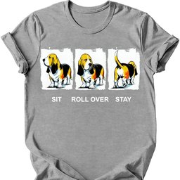 Basset Hound Sit Roll Over Stay T Shirt Gift For Dog Lover