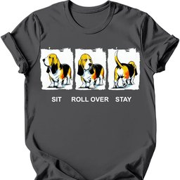 Basset Hound Sit Roll Over Stay T Shirt Gift For Dog Lover
