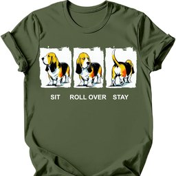 Basset Hound Sit Roll Over Stay T Shirt Gift For Dog Lover